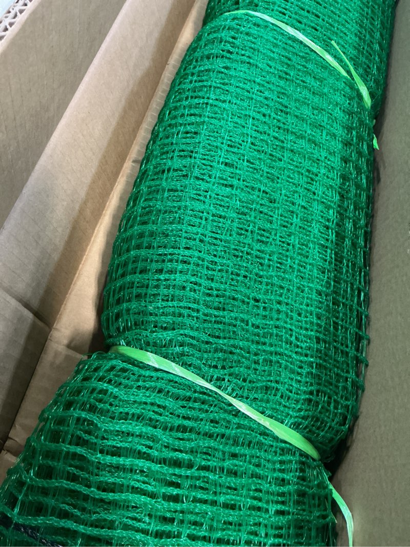 Condition photo showing Good Condition for temporary fence with posts, 3‘x50‘ animal barrier dog portable fencing with fiberglass stake windbreak rope, safety snow plastic netting roll for garden, chickens, backyard outdoor protect 3x50ft