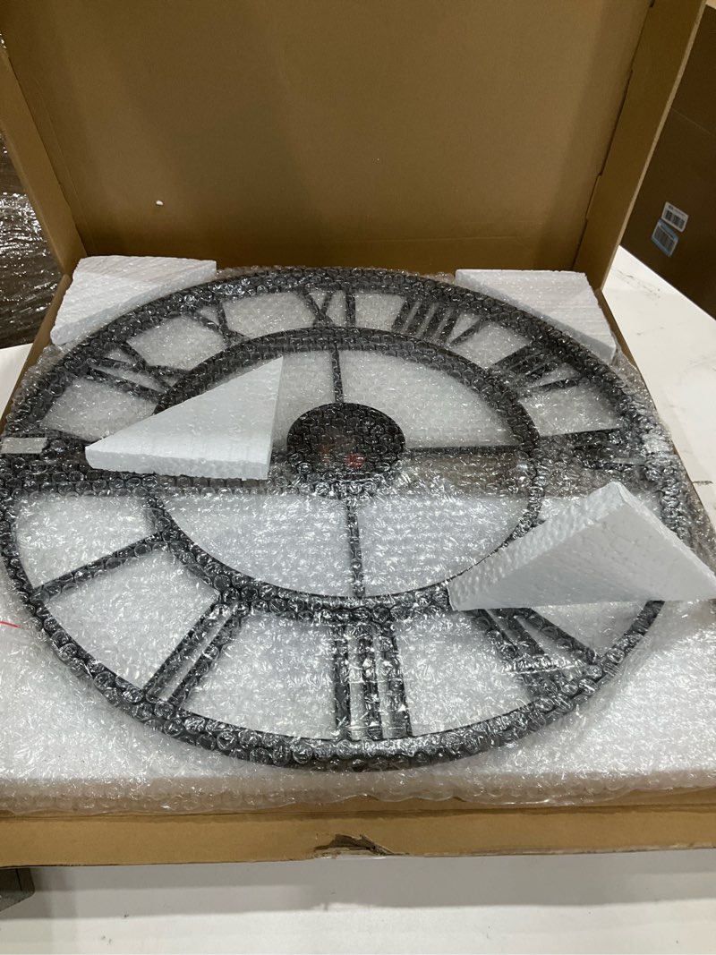 Condition photo showing New/Like New for 20 inch Large Wall Clock for Living Room Decor - Big Wall Clock Decorative - Battery Operated - Roman Numeral Analog Large Clock for Bedroom, Room, Home, Kitchen, Office, Wall Decor (Black)