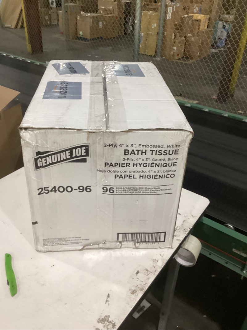 Genuine Joe Standard Bath Tissue Rolls, 2-Ply, 400 Sheets/Roll, 96/Carton, 3.15" x 4", White