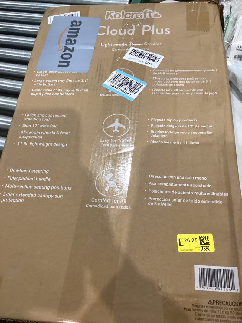 Condition photo showing Good Condition for Kolcraft Cloud Plus Lightweight Umbrella Stroller for Toddlers with Reclining Seat, Large Storage Basket, Canopy, Infant & Parent Trays, Compact Fold for Summer Travel, Durable Frame, Slate Gray Slate Gray (Wheel Color May Vary)