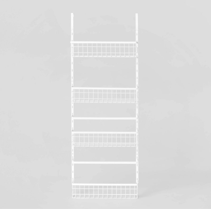 4 tier over-the-door storage rack - brightroom™: adjustable shelves, white steel, over door organizer, 4 baskets