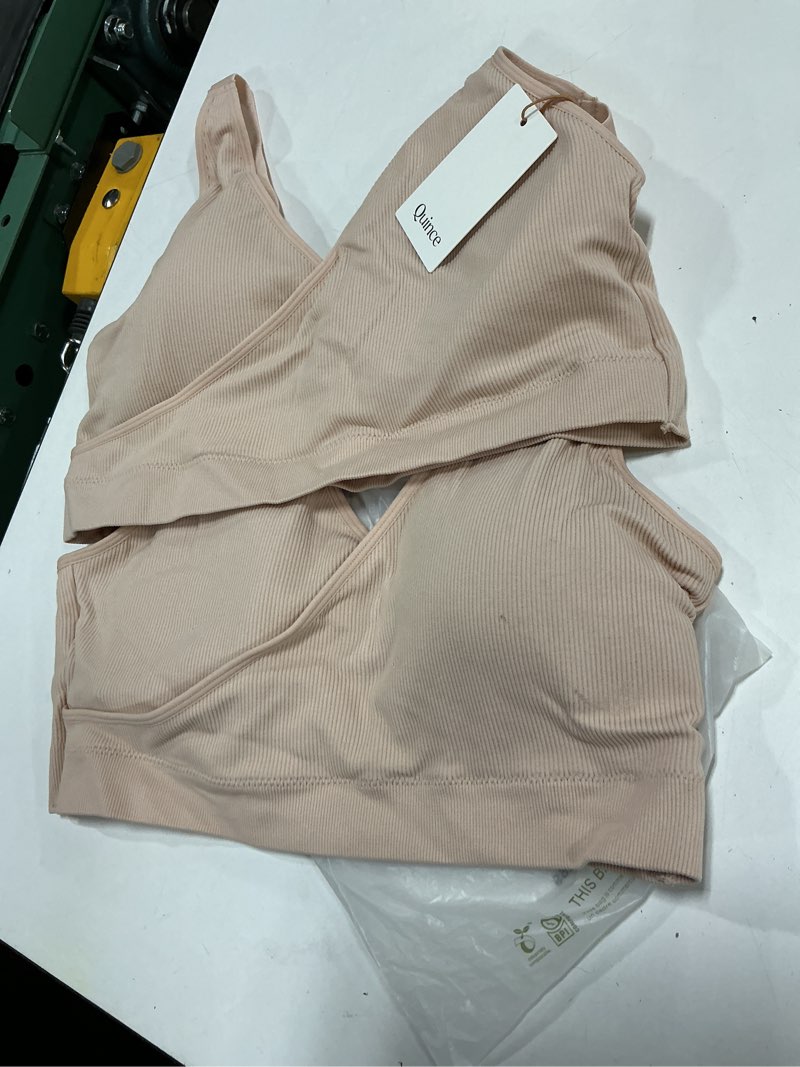 Condition photo showing As Is for seamless crossover nursing & lounge bra (2-pack), xl, peach pink