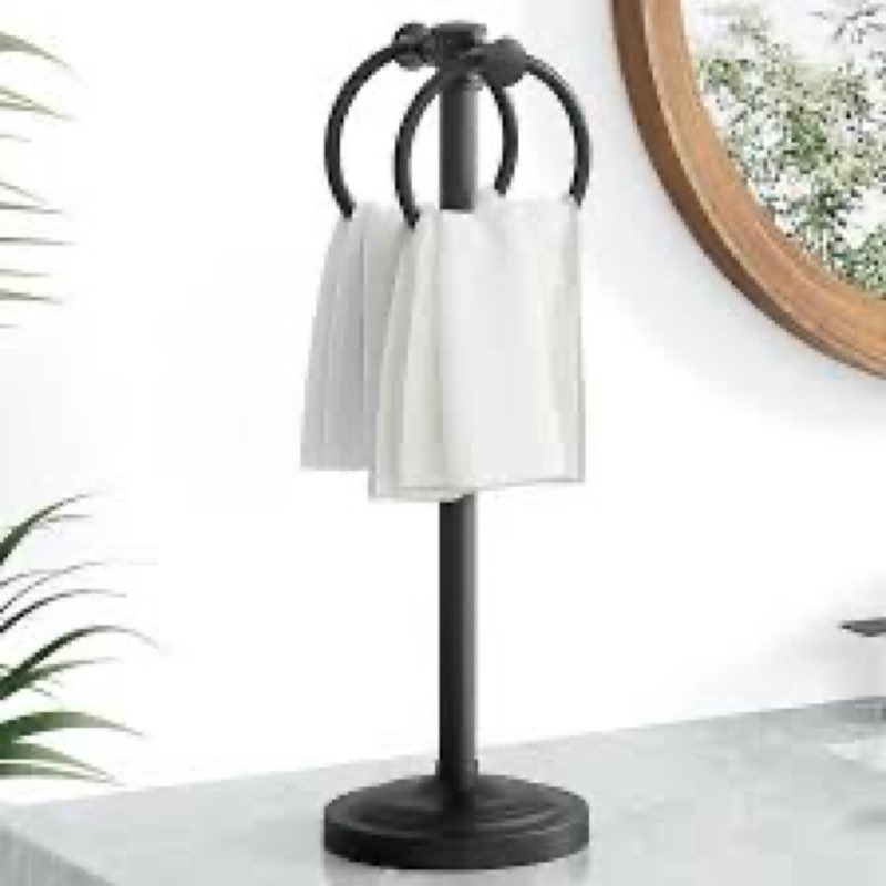 Hoimpro 17 Inch Stand Hand Towel Holder Towel Bar Towel Hanging Ring, Free Standing Floor Hand Towel