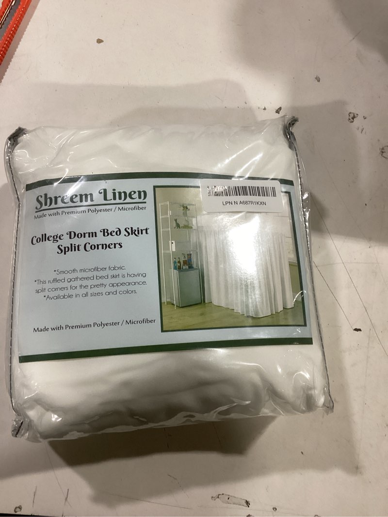 Condition photo showing New/Like New for Shreem Linen Dorm Room Bed Skirt Twin XL 46 Inch Drop, 100% Microfiber Extra Long Bedskirt, White Twin-XL-46" White