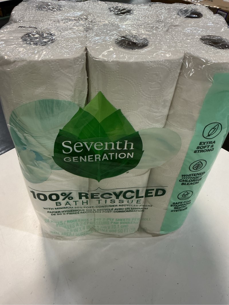 Condition photo showing New/Like New for seventh generation 2-ply recycled bath tissue  24 rolls