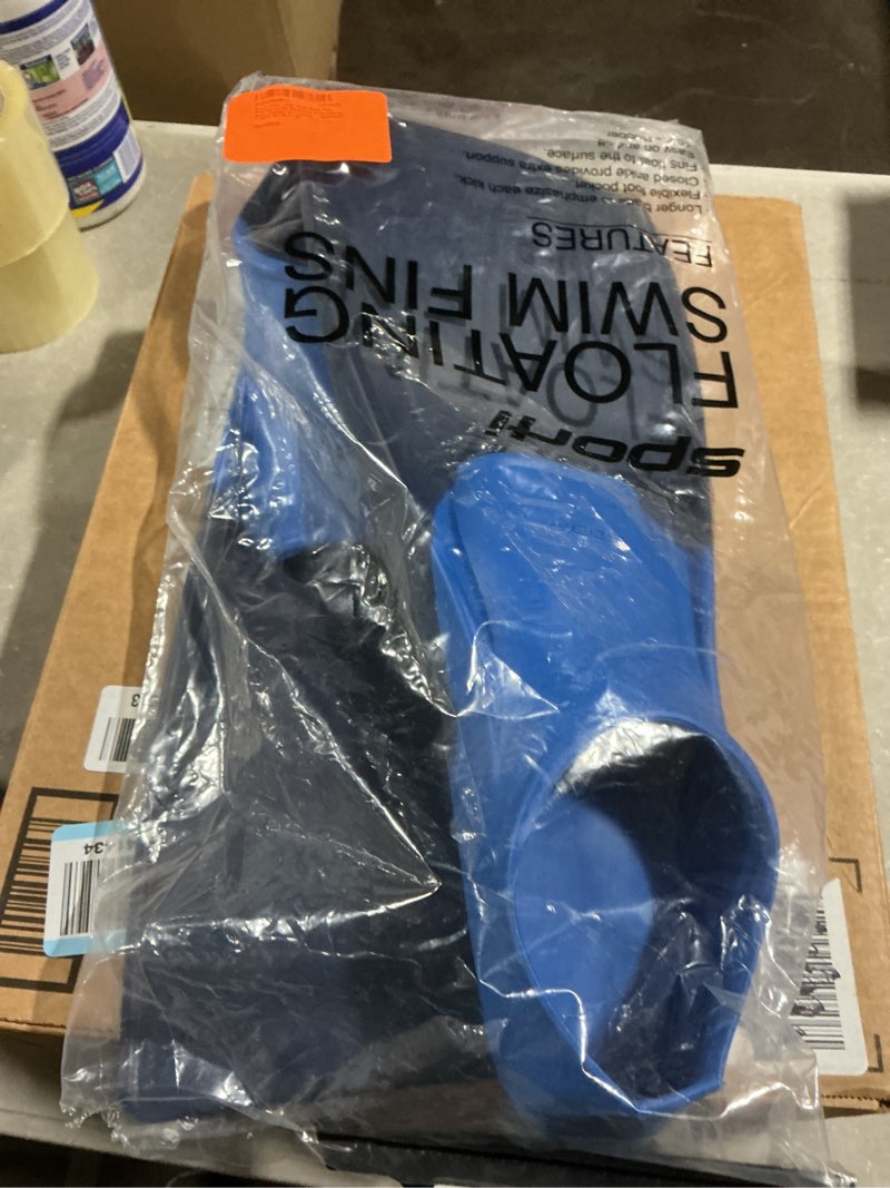 Condition photo showing Good Condition for sporti adult-kids swim fins for pool lap swimming - long floating fins for swimming & snorkeling - swim flippers for training m 8-9 / w 9-10 navy-blue