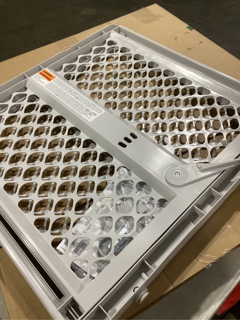 Condition photo showing Good Condition for (size varies)mypet north states paws portable pet gate: 26-40\" wide. pressure mount. no tools needed. made in usa. dog gate 23\" tall, expandable, durable dog gates for doorways, light gray