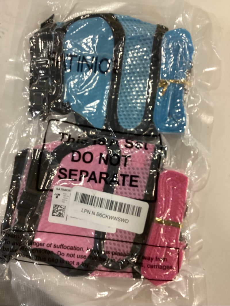 Condition photo showing Good Condition for SATINIOR 2 Pieces Bunny Rabbit Harness with Leash Cute Adjustable Buckle Breathable Mesh Vest for Kitten Puppy Small Pets Animal Walking Accessories M Blue, Pink