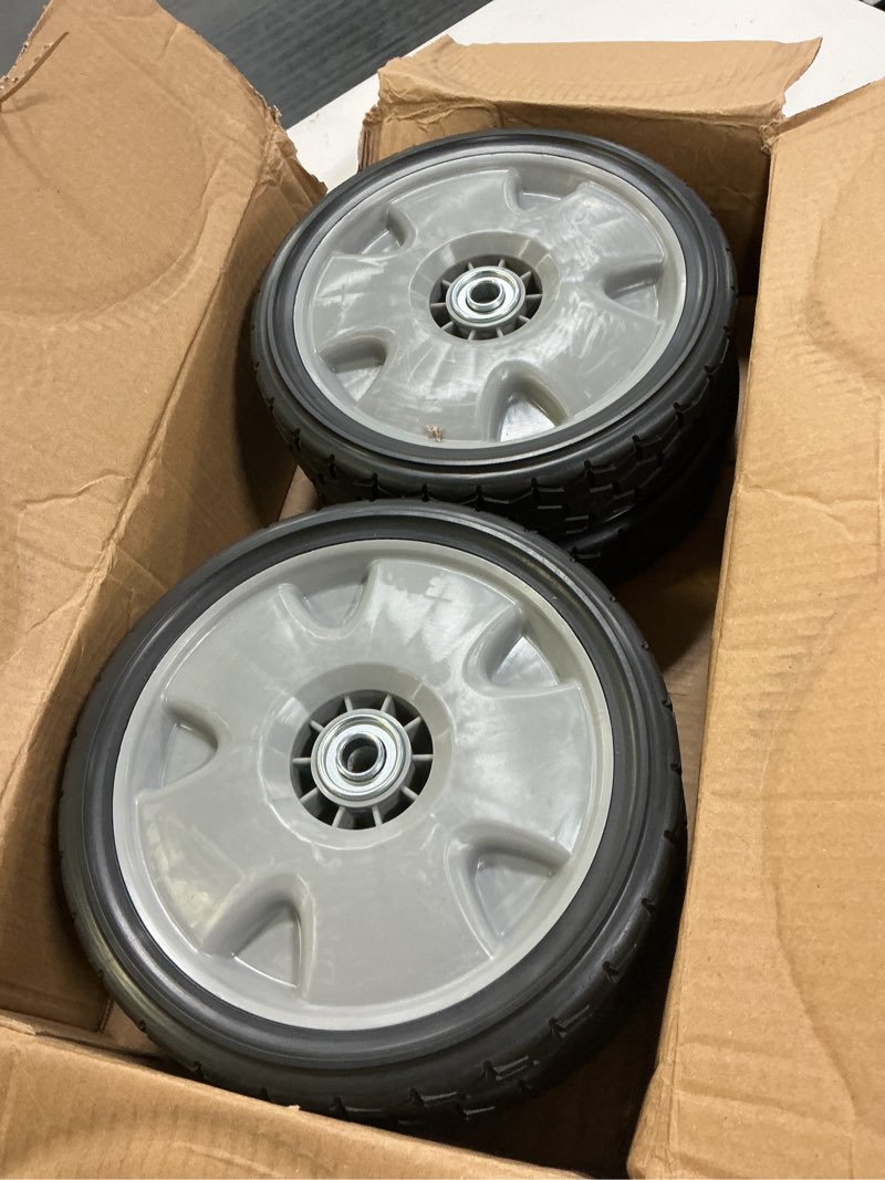 Condition photo showing Good Condition for set of 2 rear wheels 42710-vh7-010za + set of 2 front wheels 44710-vh7-010za lawn mower wheel set compatible with hrx217 hrr216 honda propelled mower 4 pcs