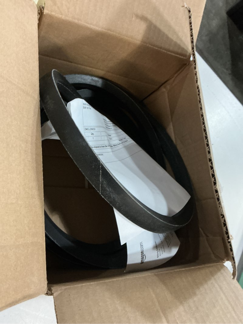 Condition photo showing As Is for bestorq c124 v-belt, classic wrapped rubber x3 v-belt, black, 128" outside circumference x .87" width x .57" height, (pack of 1) c124 pack of 1
