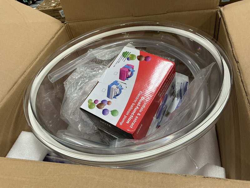 Condition photo showing Good Condition for Balloon Stuffing Machine Balloon Stuffer Machine Kit Flower Tube Bouquet Filling Port with Electric Air Pump and Expander Tool 5 Pcs PVC Balloons 5 Pcs Latex Balls 3 Pcs Flower Bouquet Bases