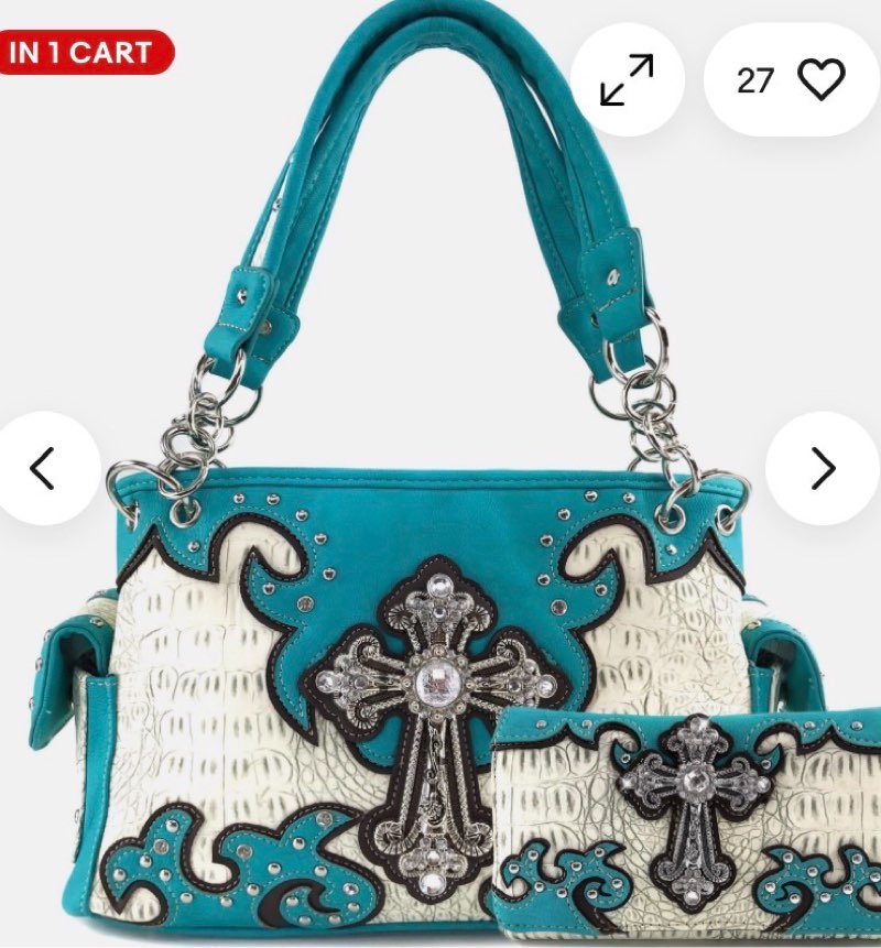 justin west concealed carry western croc cross duo color shoulder handbag purse