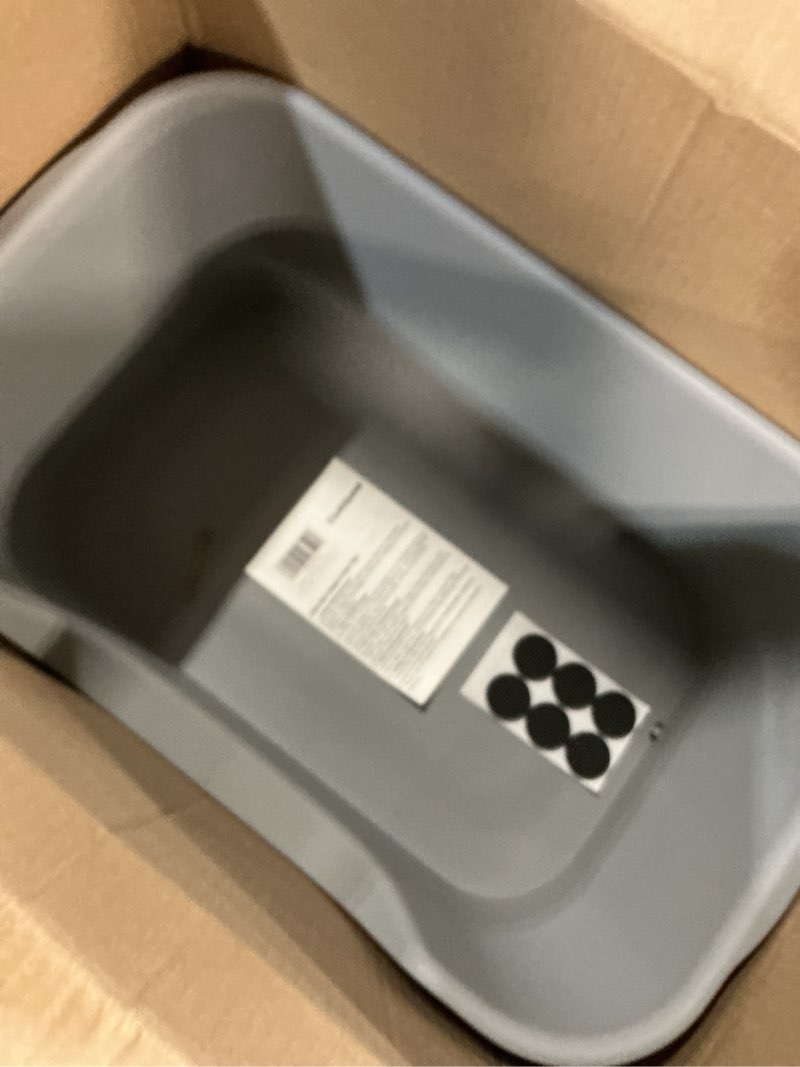 Condition photo showing Good Condition for Low Entry Cat Litter Box with High Sides - Open-Top Anti-Splash, Durable Easy-Clean Pan for Kittens, Munchkin Cats, Senior Medium-Sized Cats & Small Pets (Rabbits), 19.3”x13.3”x7.8” Grey