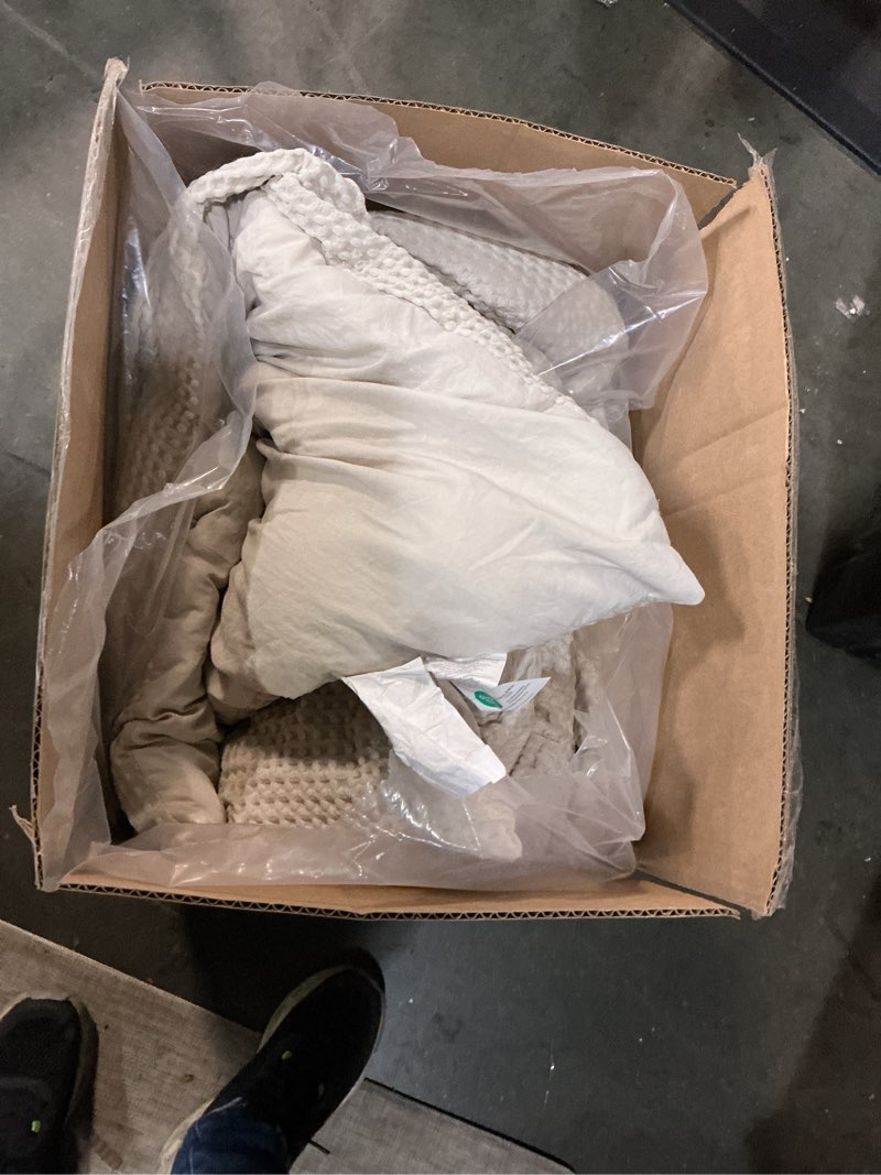 Condition photo showing As Is for PHF Pre-Washed Cotton Waffle Weave Blanket Queen Size for Bed,Snag Proof Throw Blanket for Couch Spring Summer,Lightweight Breathable,Oeko-TEX Certified,Machine Washable, Home Decor Gift?Khaki Khaki Queen(90" x 90")