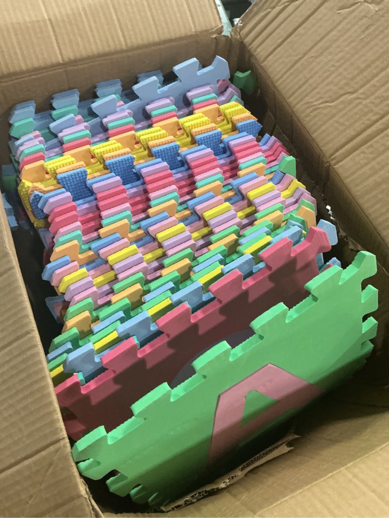 Condition photo showing As Is for ProSource Kids Puzzle Alphabet & Numbers & Shapes Foam Play Mat 36 Tiles, 12"x12" and 24 Borders Abc & 123