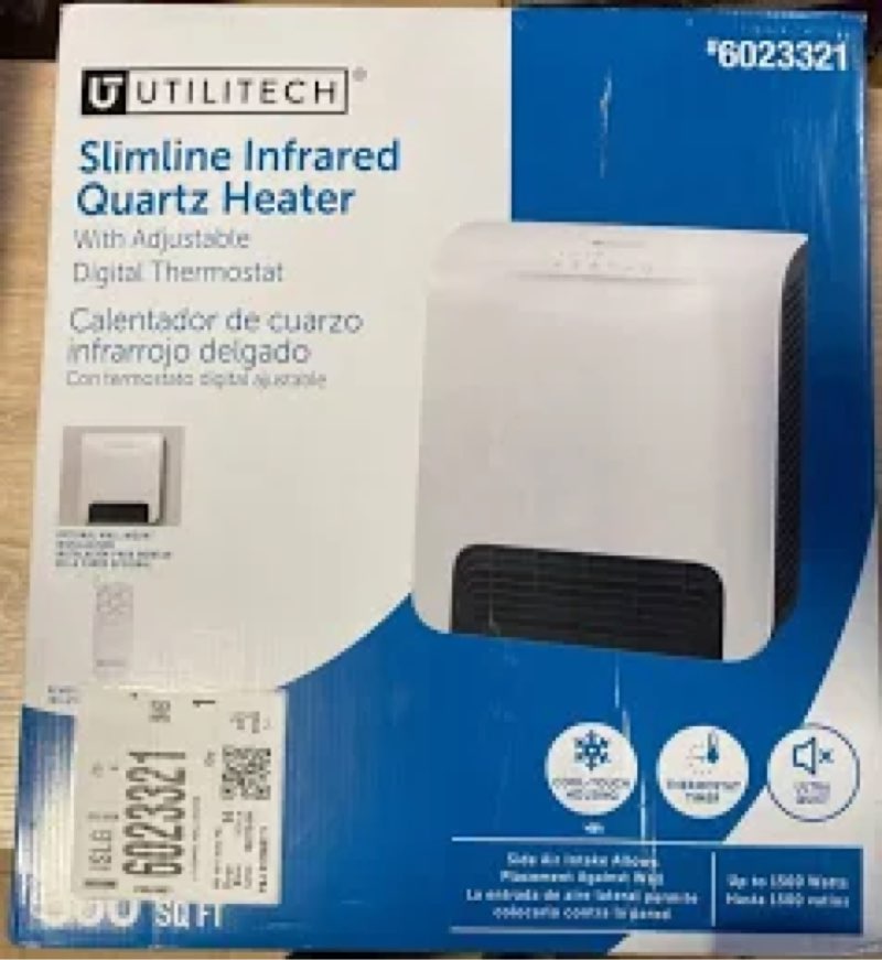 utilitech slimline infrared quartz heater with adjustable digital thermostat 6023321