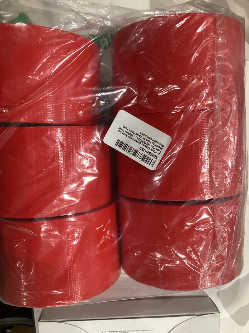 Condition photo showing New/Like New for XFasten Construction Seaming Tape Red 3”x55Yds (6-Pack, 990Feet Total) Sheathing Tape for Epoxy Resin Tape, Waterproof Crawlspace Vapor Barrier Tape, House Wrap Construction Tape, Foam Board Tape 6-Pack (3-Inches x 55-Yards Per Roll)