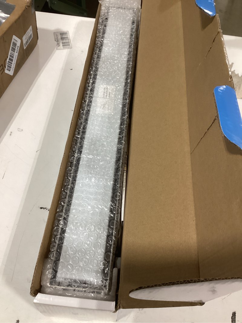 Condition photo showing Good Condition for SaniteModar Linear Shower Drain, Linear Drain 24 inch Invisible 2 in 1 Tile Insert and Flat Cover, Brushed 304 Stainless Steel Shower Drain with Hair Strainer Adjustable Leveling Feet Tile Insert Grate 24 inch