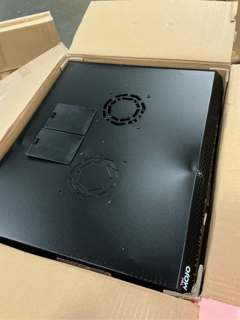 Condition photo showing As Is for tecmojo 6u wall mount server cabinet it network rack enclosure lockable door and side panels black, cooling fan, standard glass door, 450mm depth, for 19” it equipment, a/v devices 6u/glass door black