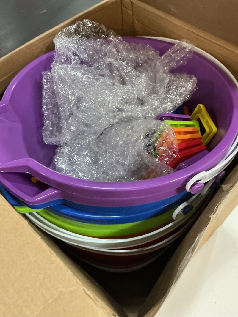 Condition photo showing Good Condition for 12 set beach sand buckets and shovels set includes 9 inch large sand buckets and shovels beach pails toys for kids for summer theme party favors summer game (6 colors) 6 colors 12