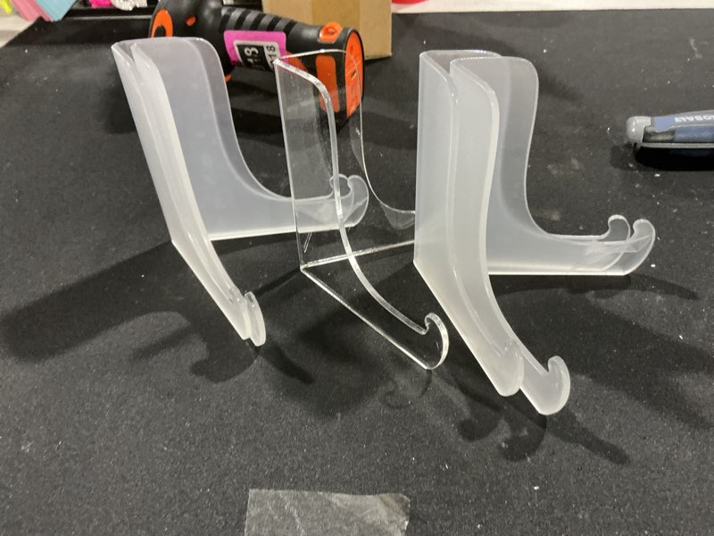 Condition photo showing Good Condition for HESTYA 6 Pack 7 Inch Acrylic Easel Stand, Display Stand, Plate Holder for Display, Photo Holder Picture Frame Book(Clear) Clear 7 Inches