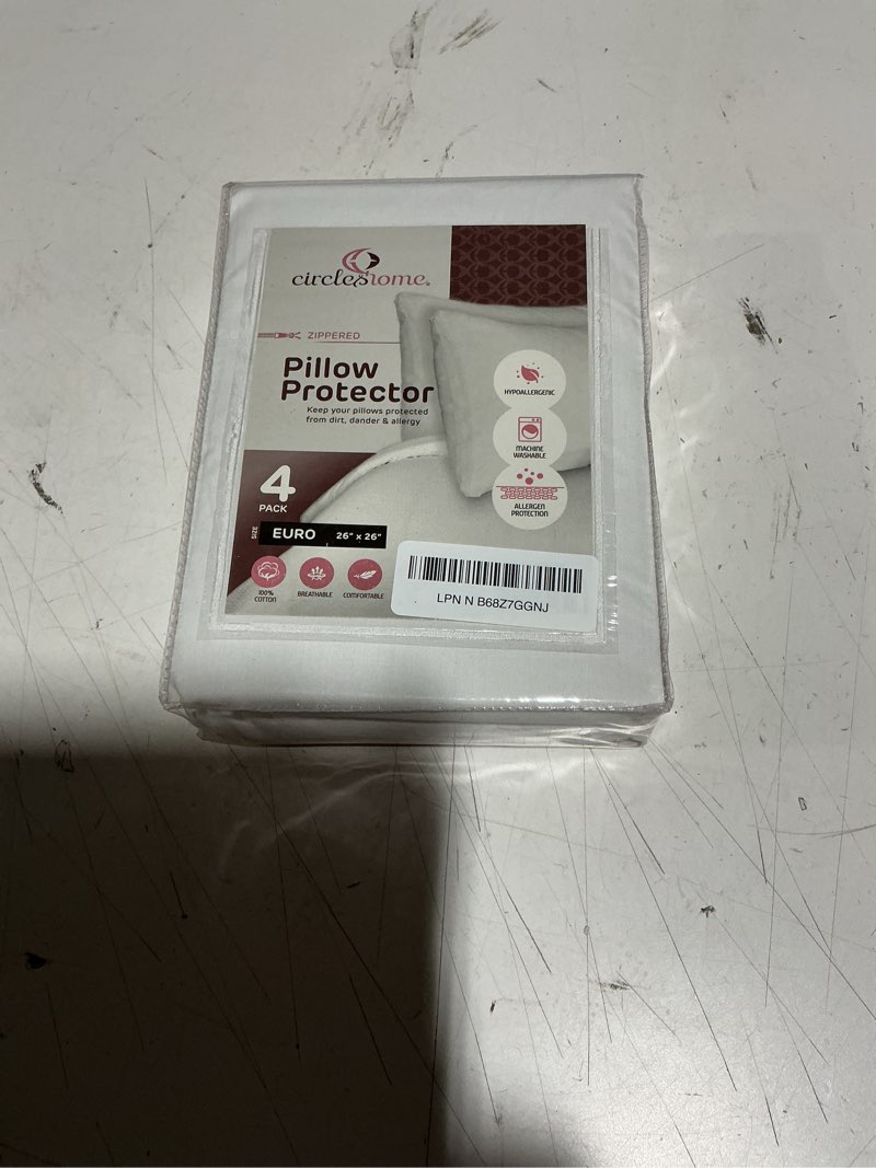 Condition photo showing New/Like New for CIRCLESHOME European Pillow Protectors - 100% Cotton Breathable Pillowcases - 26 X 26 Square Pillowcases - Protects Pillows from Dirt, Dust and Debri (European- 4 Pack- 26x26) 26x26 White 4