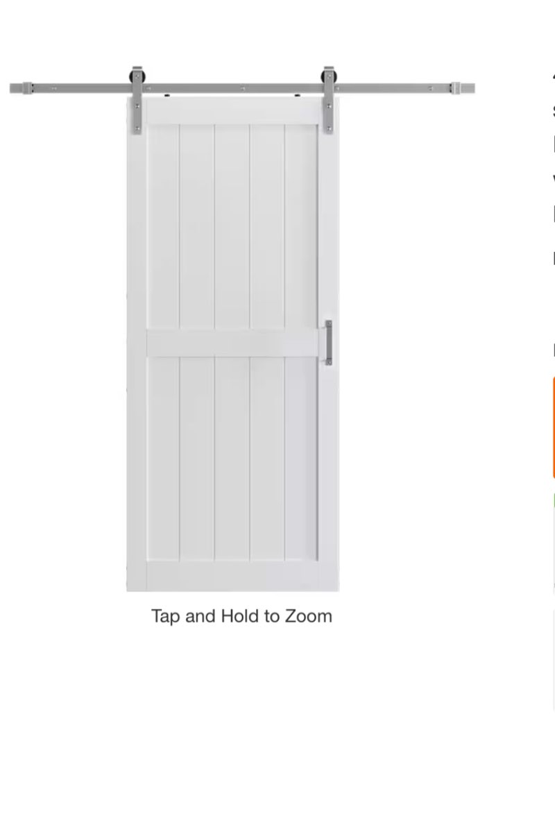 48 in. x 96 in. Paneled H shape White Finished MDF Interior Sliding Barn Door with Brushed Nickel Hardware Kit