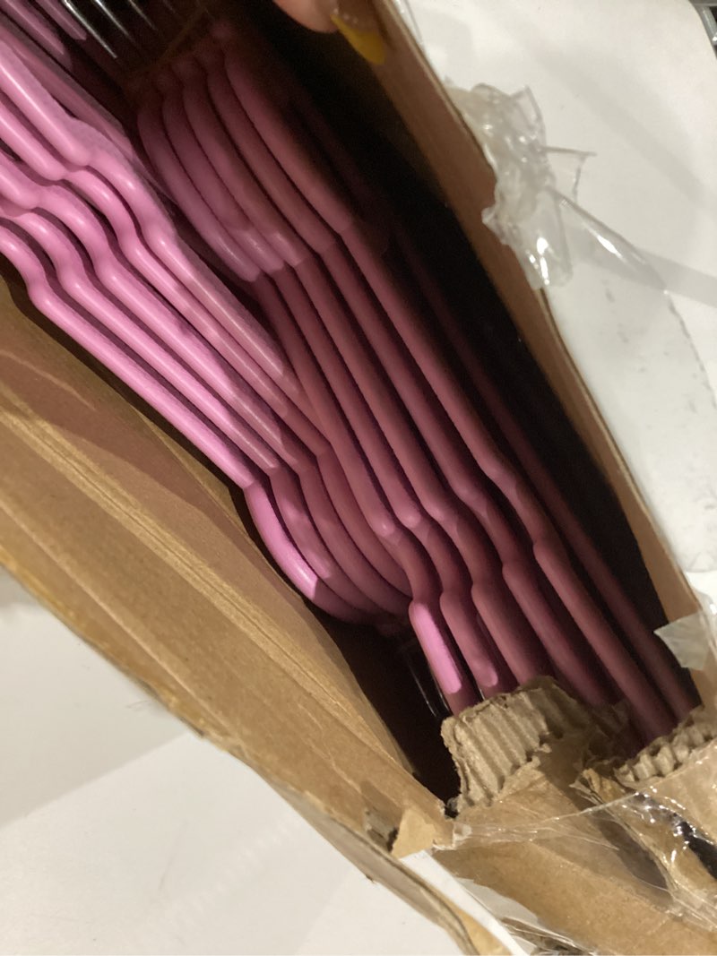 Condition photo showing Good Condition for ZRKFSR Plastic Hangers 20 Pack, Pink Hangers Ultra Thin Space Saving-Cute Heart hangers Pink Plastic Hangers Clothes Hanger with 360 Degree Swivel Hook -Strong Adult Coat Hangers for Dress,Shirt,Coats Pink 20