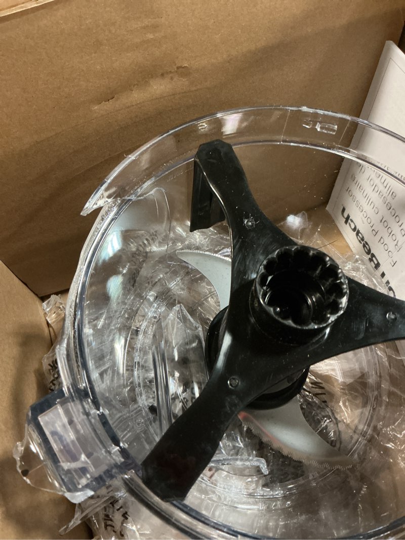 Condition photo showing As Is for Hamilton Beach Food Processor & Vegetable Chopper for Slicing, Shredding, Mincing, and Puree, 10 Cups + Easy Clean Bowl Scraper, Black and Stainless Steel (70730)