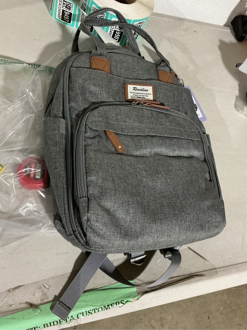 Condition photo showing New/Like New for ruvalino diaper bag backpack, multifunction travel pack maternity baby changing bags, large capacity, waterproof, dark gray classic_dark gray polyester
