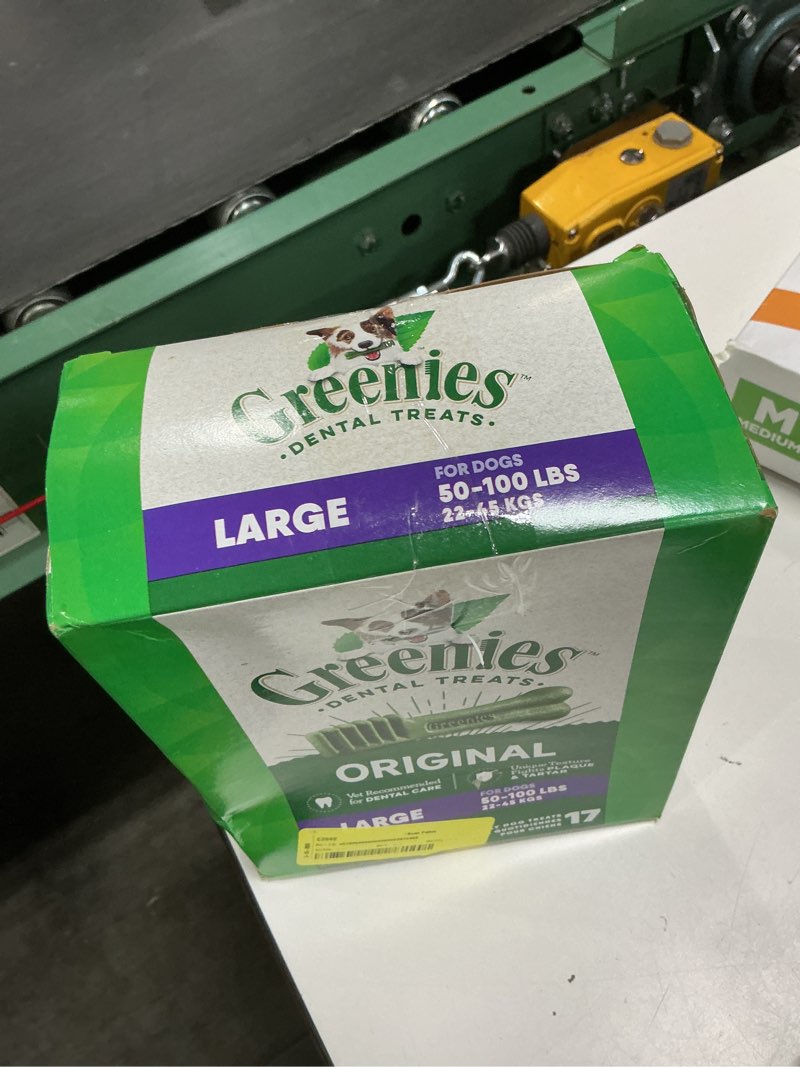 Condition photo showing As Is for (best by 27 aug 2026) greenies treats for dog 27 oz 17 pk