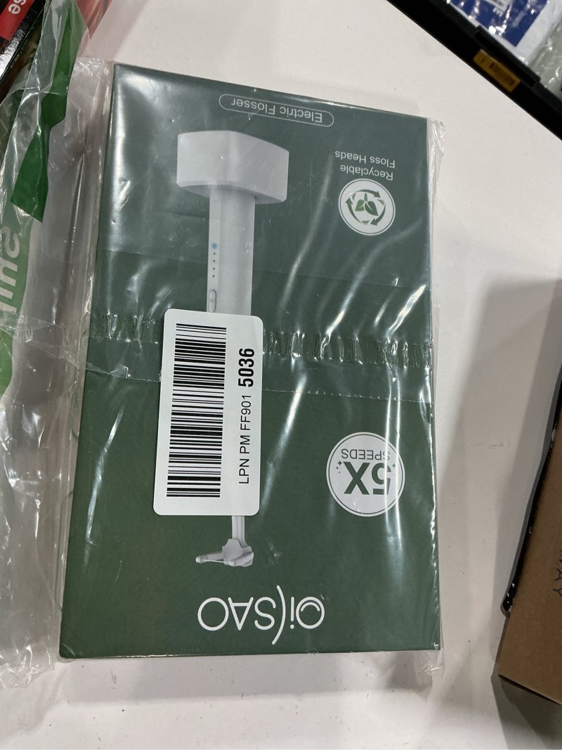 Condition photo showing New/Like New for Electric Flosser for Teeth, Water Flosser Alternative with 5 Speeds + 54 Refill Heads, 5X Cleaning & 60 Day Battery Life, Oscillation Gliding for Sensitive Gum Care, Dentist Recommended -White Electric Flosser Kit White