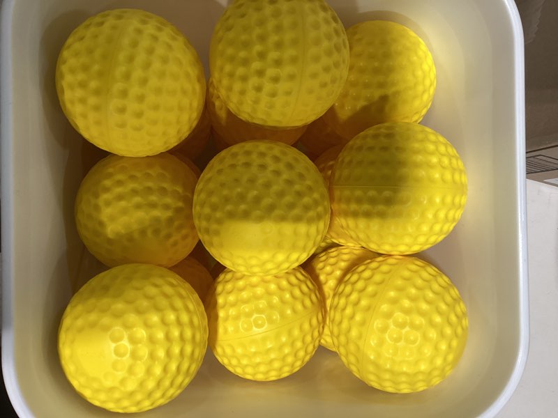 Condition photo showing New/Like New for bucket pitching machine baseballs 24/36 pack - 60 mph high bouncy yellow dimpled practice balls | lightweight & durable for batting/fielding training | indoor/outdoor all ages