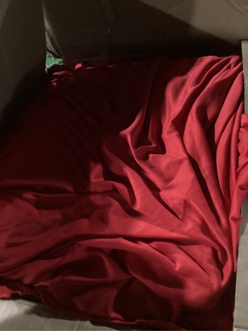 Condition photo showing As Is for 50ftx40ft red ceiling curtain for valentine’s day decoration – 10 panels wrinkle-free 40 ft long tent draping curtains for wedding, birthday & theme parties, 40ft height with rod pocket 60"w x 480"l (pack of 10) red