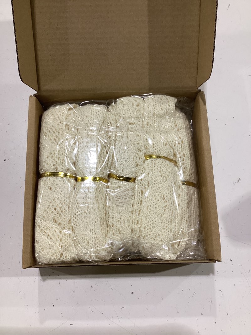 Condition photo showing New/Like New for tatuo 40 yards cotton lace trim vintage ribbon crochet cotton lace scalloped edge for bridal wedding decoration christmas package diy sewing craft supply, 5 yards each, 8 styles(beige) classic style 1-3cm wide beige