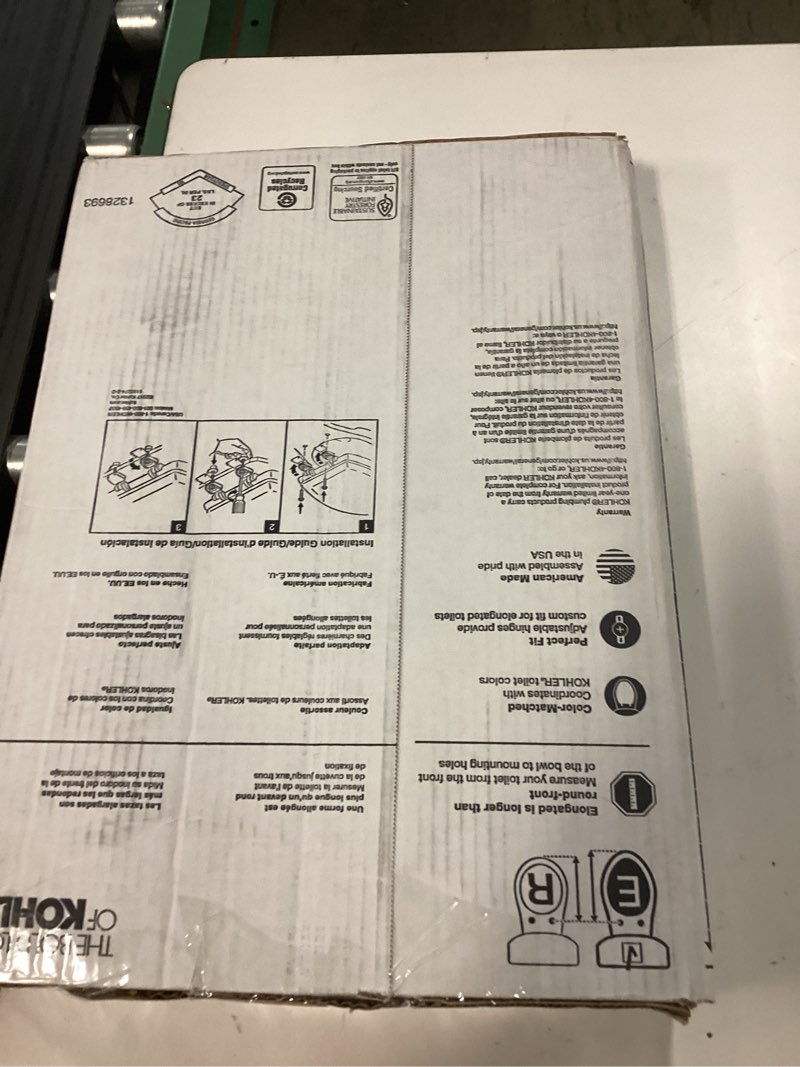 Condition photo showing New/Like New for kohler 4647-96 stonewood toilet seat elongated,wood toilet seat, elongated toilet seat for standard toilets, toilet lid, biscuit biscuit elongated