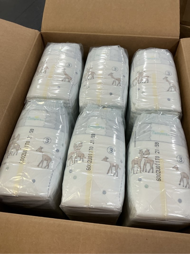 Condition photo showing New/Like New for pampers swaddlers diapers, size 3 (13-26 lbs), 168 count, absorbent, keeps baby dry and comfortable, skin safe disposable baby diaper size 3 168