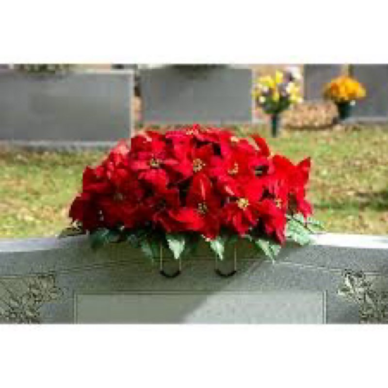 Thiccywoov 4 Set Christmas Artificial Cemetery Flowers Outdoor Grave Decorations Poinsettia Memorial