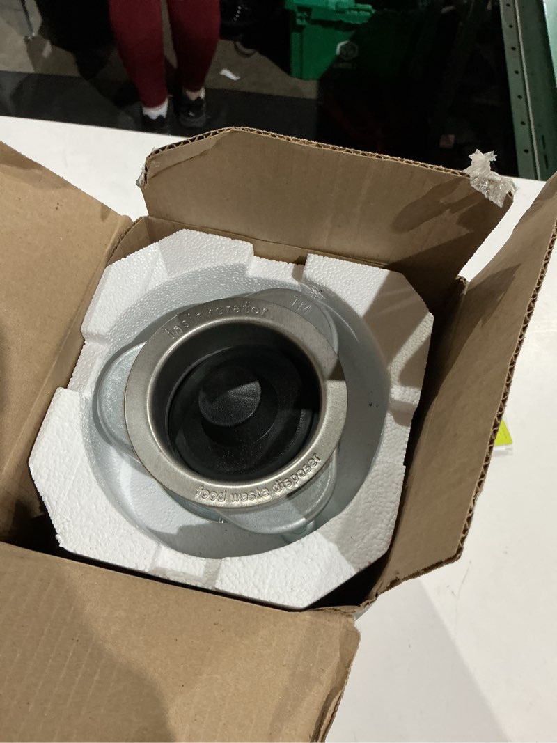Condition photo showing As Is for insinkerator badger 1xl continuous feed 1/3-hp septic safe non-corded garbage disposal