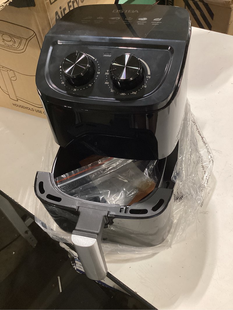 Condition photo showing Good Condition for untested ostba 2.5qt air fryer for 1–2 people, small air fryer with 6 menu options, dual knob manual temp & timer, 3d rapid air circulation, nonstick & dishwasher safe basket, oil-free healthy cooking 2.5 qte