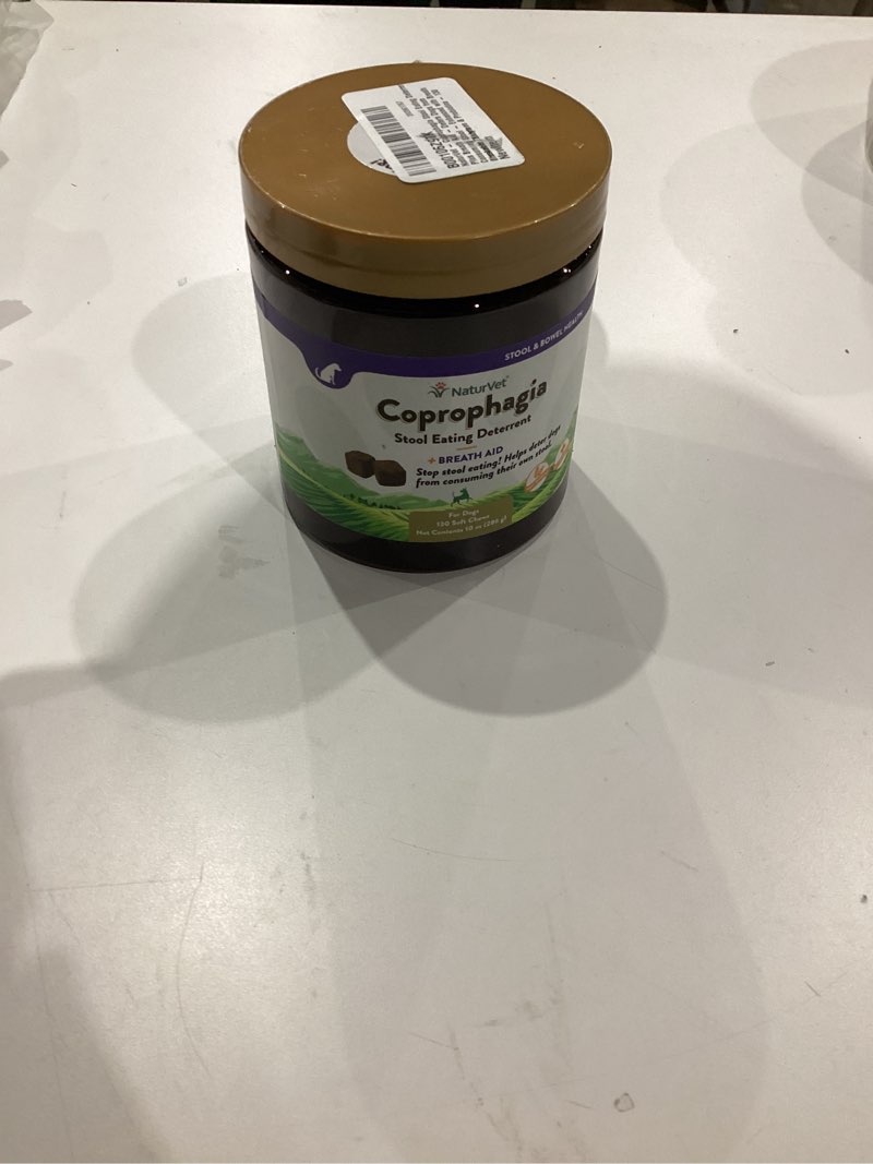 Condition photo showing New/Like New for NaturVet – Coprophagia Stool Eating Deterrent Plus Breath Aid – Deters Dogs from Consuming Stool – Enhanced with Breath Freshener, Enzymes & Probiotics – 130 Chewable Tablets