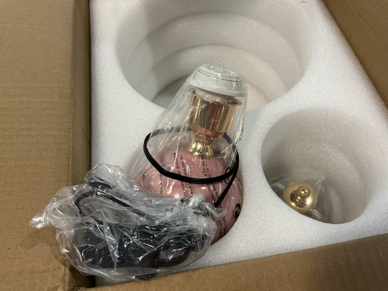 Condition photo showing As Is for (missing glass globe) ceramic table lamp set of 2, modern bedside lamps pink mid century vintage desk lamp retro glass mushroom traditional lamp for nightstand living room bedroom home decor