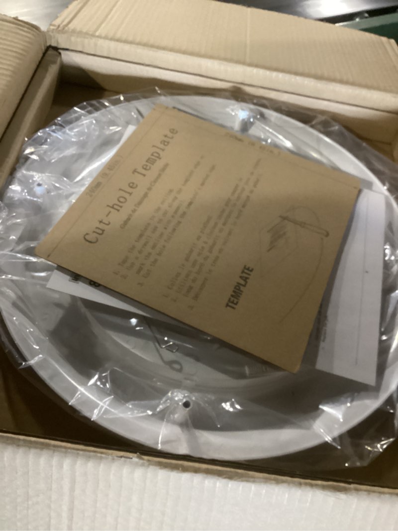 Condition photo showing New/Like New for 100cfm round bathroom ventilation fan: quiet 1.2 sones ceiling mount exhaust fan combo with integrated led light, 5cct selectable, dimmable, wet rated, etl certified