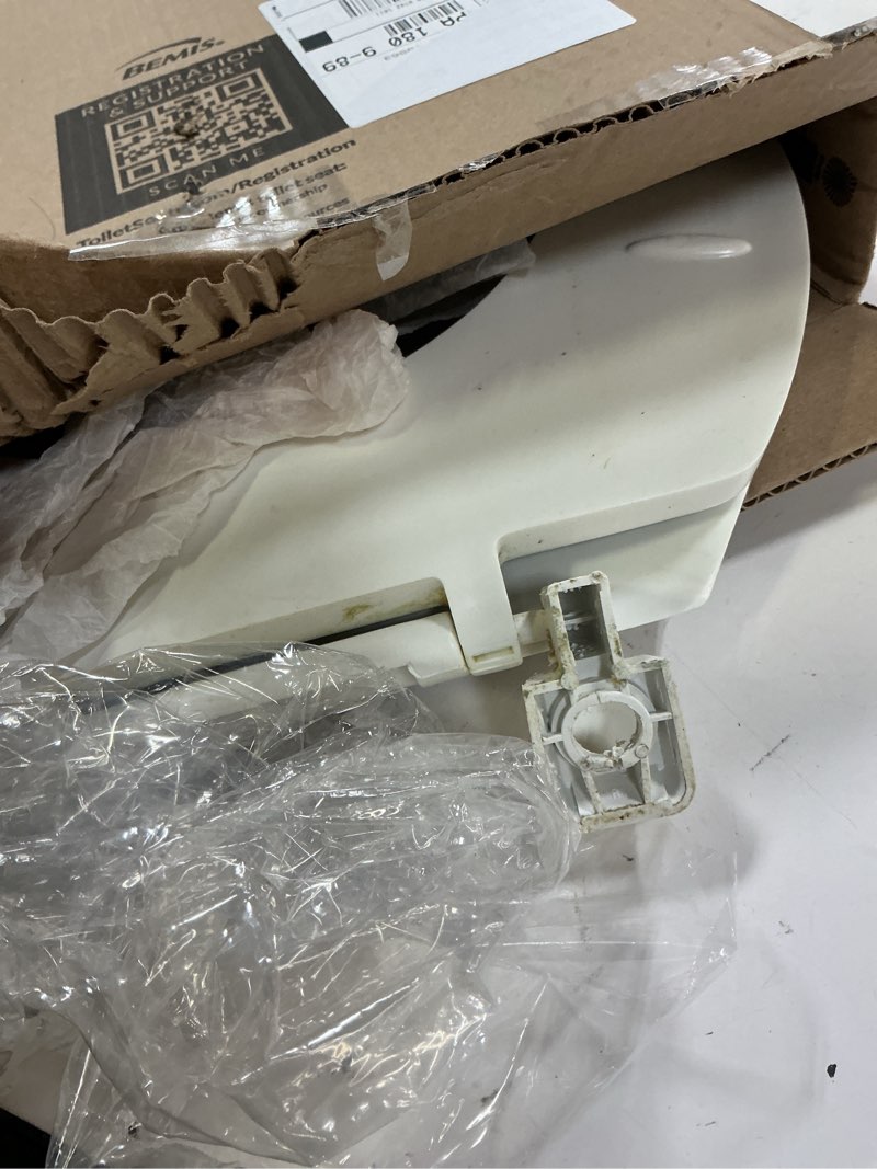 Condition photo showing As Is for mayfair cassel slow close toilet seat, easy clean, non slip premium wood seat, easy install, made in usa, round, white round 1 - toilet seat