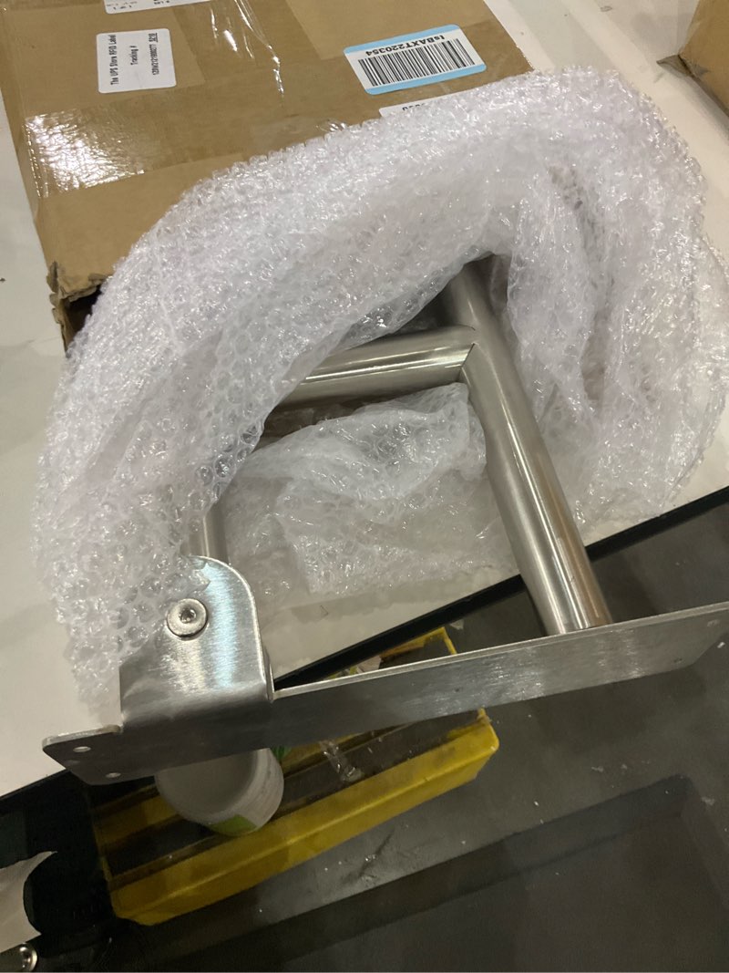 Condition photo showing Good Condition for Toilet Grab Bar 22.4 Inch, Munzong Anti-Slip Handicap Grab Bars with Paper Holder, Flip-Up Bathroom Toilet Safety Rails, Stainless Steel Knurled Support handrails for Seniors Elderly Disabled Pregnant 24 Inch Satin Nickel