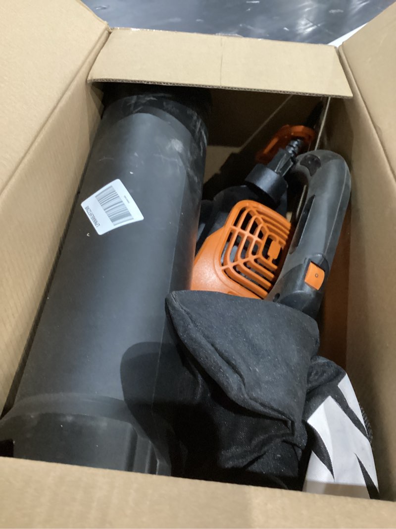 Condition photo showing As Is for worx trivac 3 in 1 electric leaf blower for lawn care, leaf vacuum with 600 cfm, leaf mulcher with metal impeller, wg512 600cfm blower/vac/mulcher