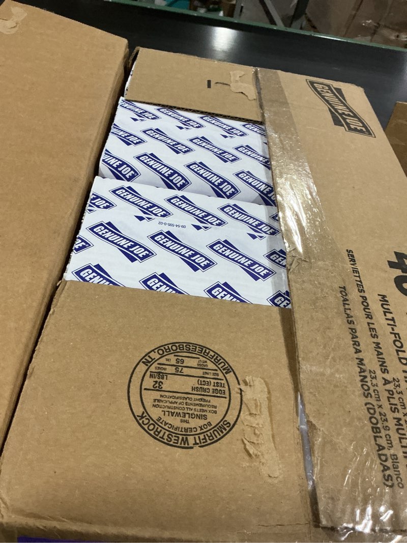 Condition photo showing Good Condition for genuine joe multifold hand towels, 9.5" x 9.10", 1-ply, white, 250/pack, 16 count