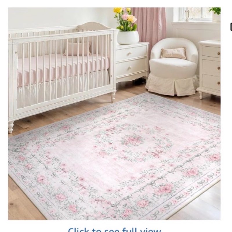 wonnitar floral bow pink rug for bedroom, washable 5x7 area rug for girls nursery, ultra-thin non slip soft boho carpet for kids room dorm living room, light pink
