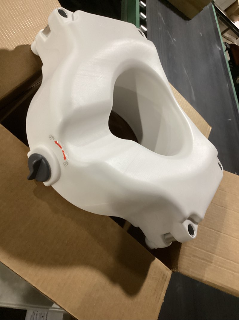 Condition photo showing Good Condition for drive medical 2-in-1 raised toilet seat with removable padded arms - elevated bathroom safety support - secure locking attachment - easy height assistance - durable plastic construction standard