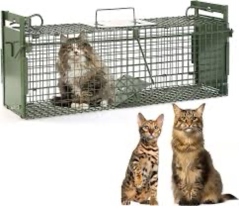40" 2-Door Large Live Animal Traps for Stray Cats up to 17.6 pounds, Raccoons, Squirrel, Skunk, Mole